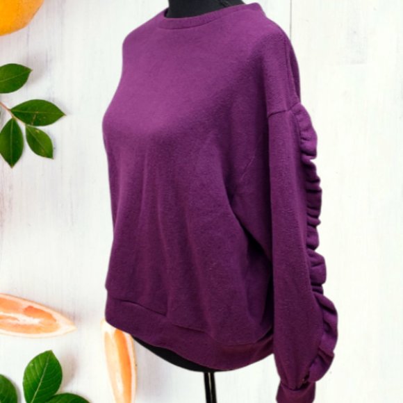 A New Day Purple Ruffle Long Sleeve Sweater Top Size: Medium New With Tags - Picture 7 of 9